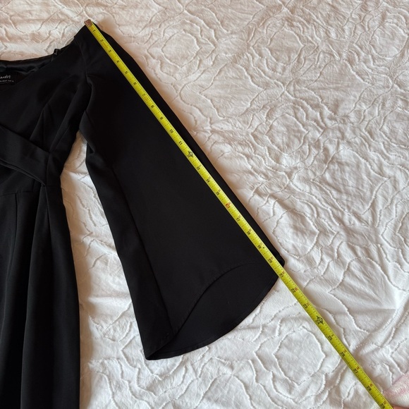 Bardot Black Off the Shoulder Dress with Bell Sleeves Midi Length - Picture 5 of 10